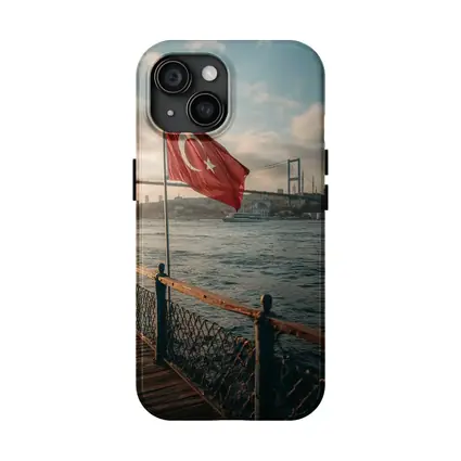 Turkish Flag Over Bosphorus Bridge Istanbul