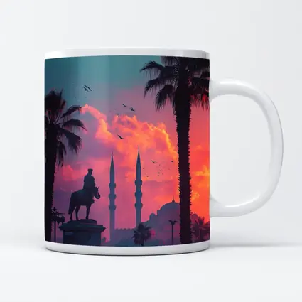 Istanbul Mosque Silhouette Palm Trees Sunset