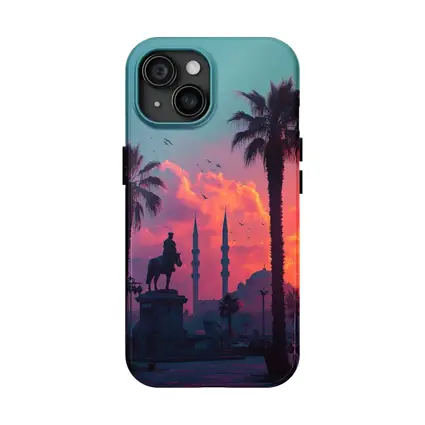 Istanbul Mosque Silhouette Palm Trees Sunset