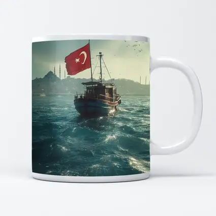 Turkish Flag Fishing Boat Istanbul Bosphorus