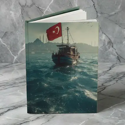 Turkish Flag Fishing Boat Istanbul Bosphorus