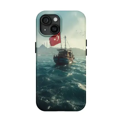 Turkish Flag Fishing Boat Istanbul Bosphorus