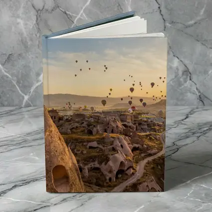 Hot Air Balloons Over Cappadocia Cave Landscape