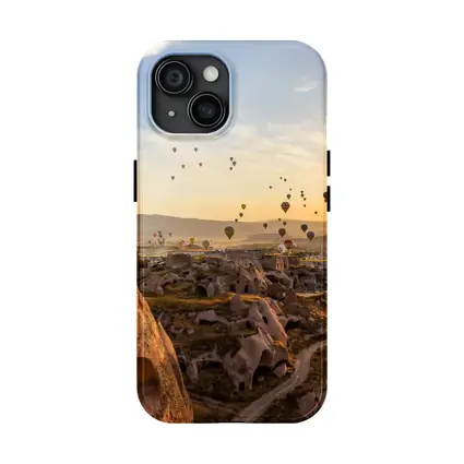 Hot Air Balloons Over Cappadocia Cave Landscape