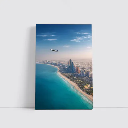 Abu Dhabi Skyline Aerial View Airplane