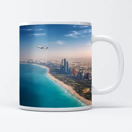 Abu Dhabi Skyline Aerial View Airplane