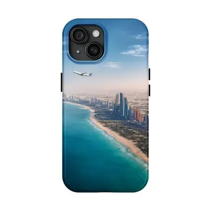 Abu Dhabi Skyline Aerial View Airplane