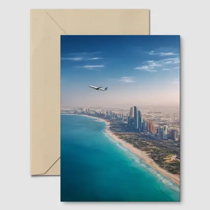 Abu Dhabi Skyline Aerial View Airplane