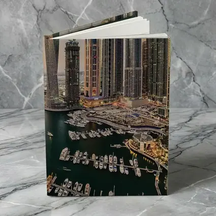 Dubai Marina Skyline Yachts Dusk Aerial View