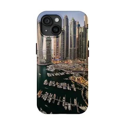 Dubai Marina Skyline Yachts Dusk Aerial View
