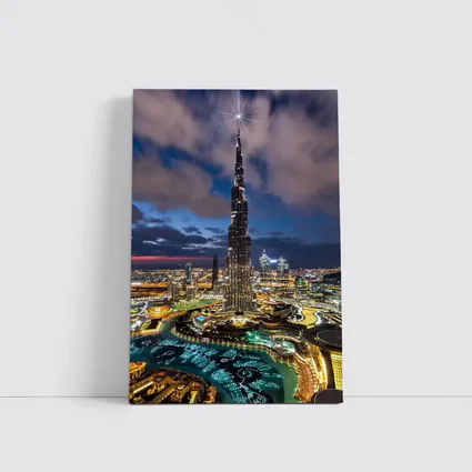 Burj Khalifa Dubai City Night Aerial View