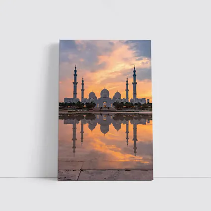 Sheikh Zayed Grand Mosque Sunset Reflection