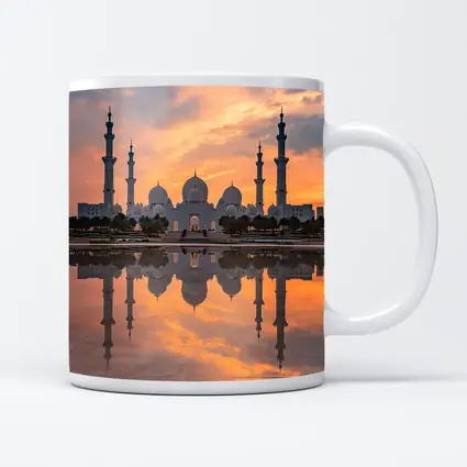 Sheikh Zayed Grand Mosque Sunset Reflection