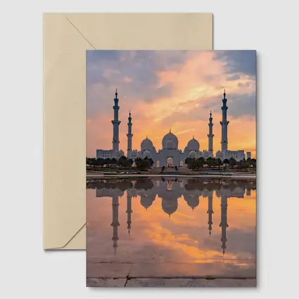 Sheikh Zayed Grand Mosque Sunset Reflection