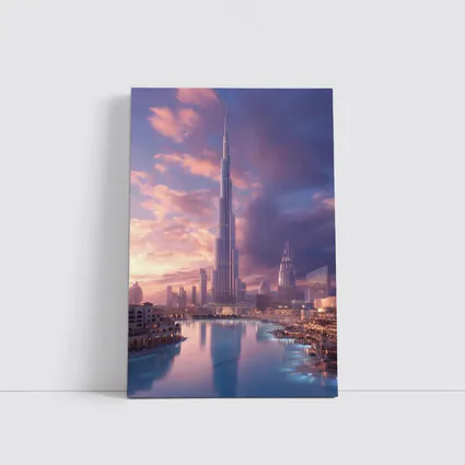Burj Khalifa Dubai Skyline Purple Sunset