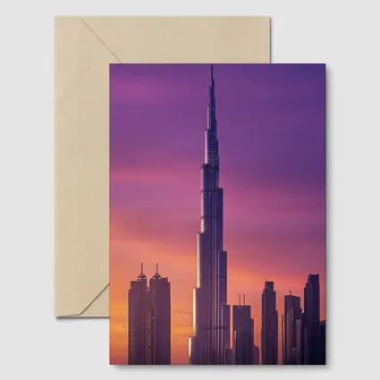 Burj Khalifa Dubai Purple Sunset Sky
