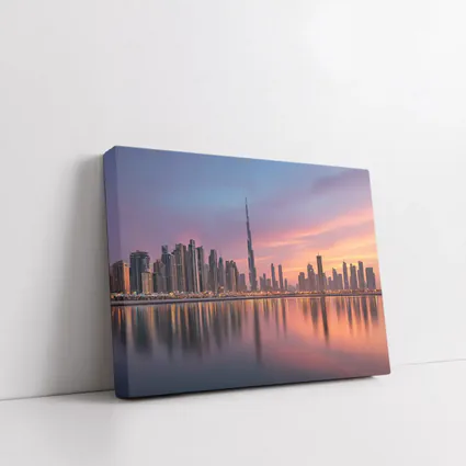 Dubai Skyline Burj Khalifa Sunset Reflection