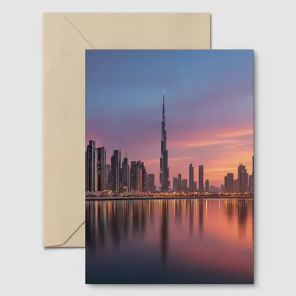 Dubai Skyline Burj Khalifa Sunset Reflection