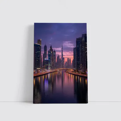 Dubai Skyline Burj Khalifa Sunset Reflection