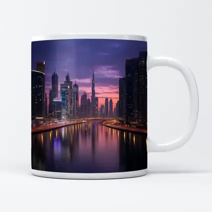 Dubai Skyline Burj Khalifa Sunset Reflection