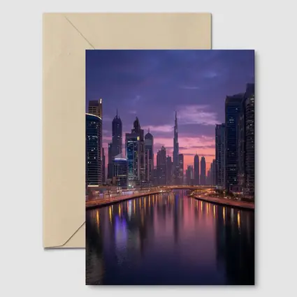 Dubai Skyline Burj Khalifa Sunset Reflection