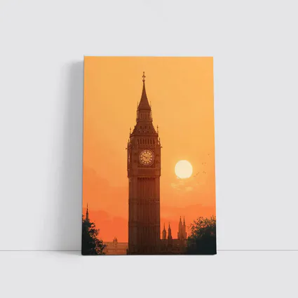 Big Ben London Sunset Orange Sky Art