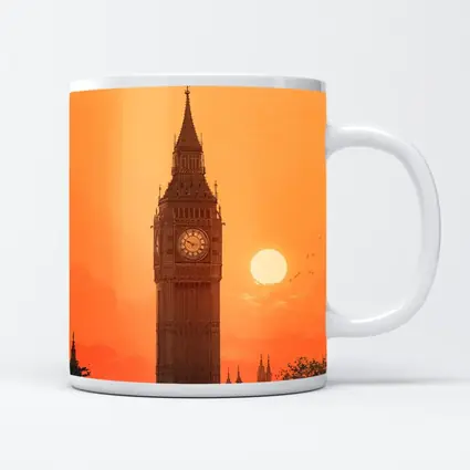 Big Ben London Sunset Orange Sky Art