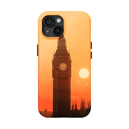Big Ben London Sunset Orange Sky Art