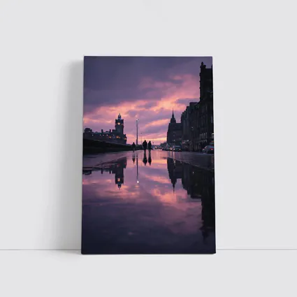 Edinburgh Princes Street Rainy Purple Sunset