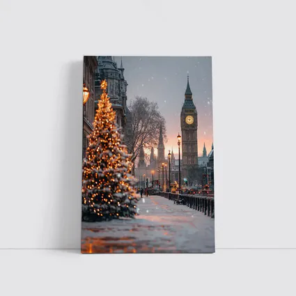 Big Ben London Snow Christmas Tree Winter