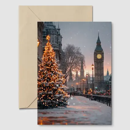 Big Ben London Snow Christmas Tree Winter