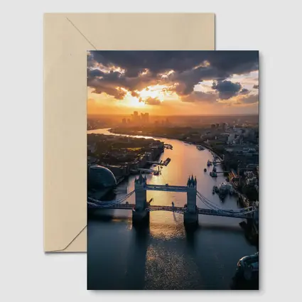 Tower Bridge London Aerial Sunset View