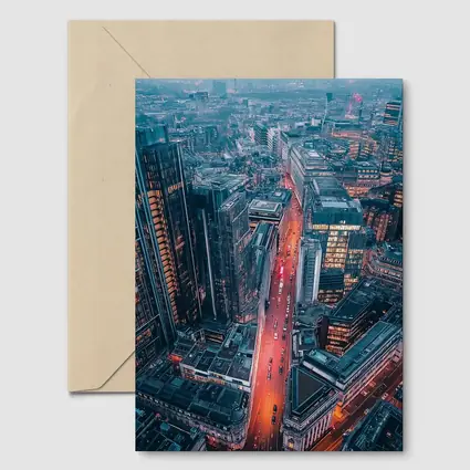 London City Skyline Aerial Dusk View