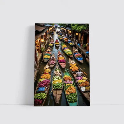 Thailand Floating Market Canal Boats Flowers