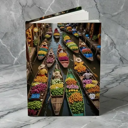 Thailand Floating Market Canal Boats Flowers