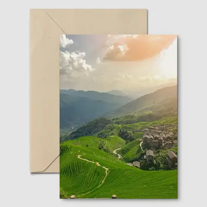 Green Rice Terraces Mountain Village China
