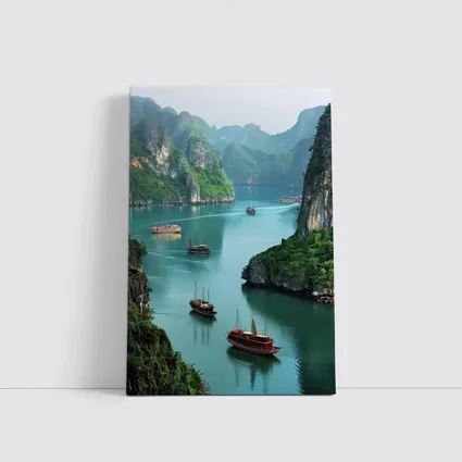 Ha Long Bay Karst Mountains Boats Vietnam