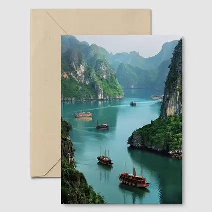 Ha Long Bay Karst Mountains Boats Vietnam