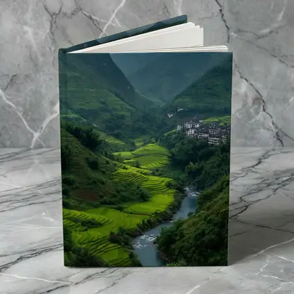 Green Rice Fields Valley Mountain River