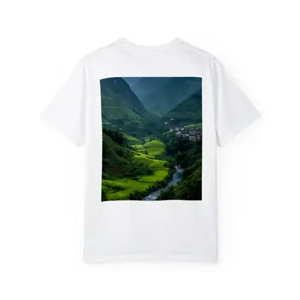 Green Rice Fields Valley Mountain River