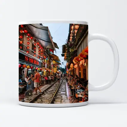 Hanoi Train Street Red Lanterns Vietnam