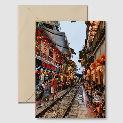 Hanoi Train Street Red Lanterns Vietnam