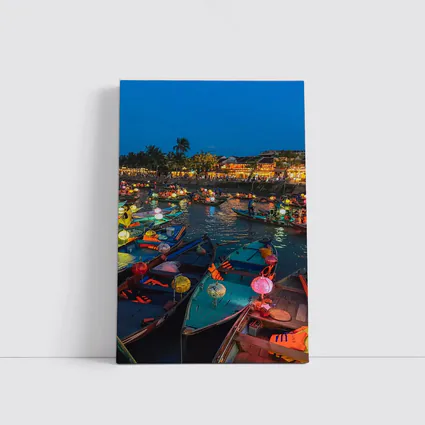 Hoi An Lantern Boats on River Night