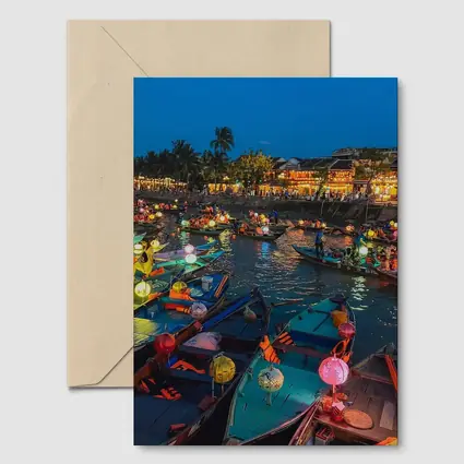 Hoi An Lantern Boats on River Night
