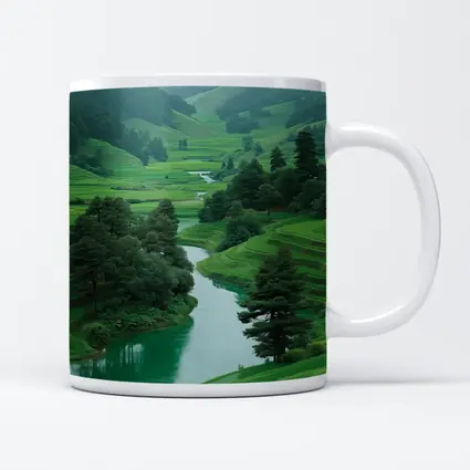 Rice Fields River Valley Green Landscape