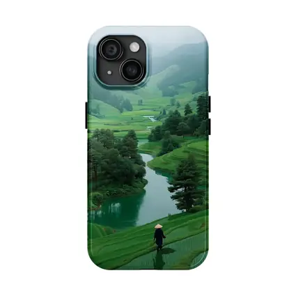 Rice Fields River Valley Green Landscape
