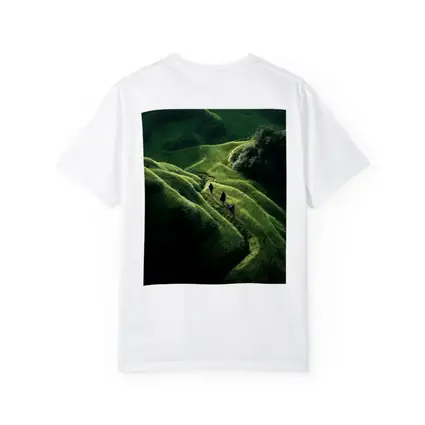 People Walking Through Lush Green Rice Fields