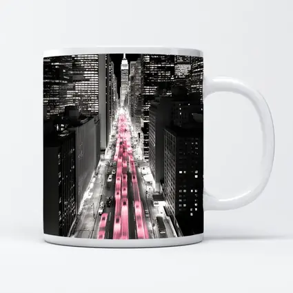 New York City Street Pink Light Trails Night