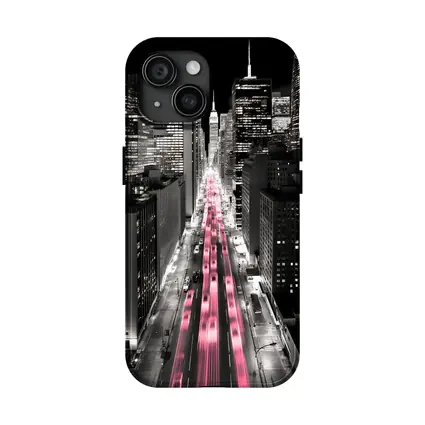 New York City Street Pink Light Trails Night