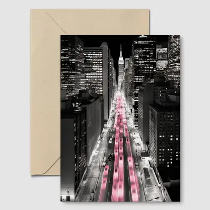 New York City Street Pink Light Trails Night